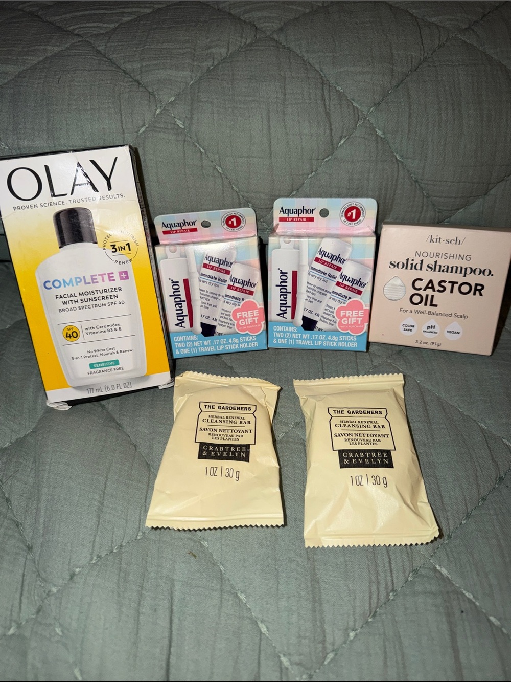Beauty Bundle! Olay, Kitsch, Aquaphor with 2 bonus Crabtree & Evelyn!! RV:$53!